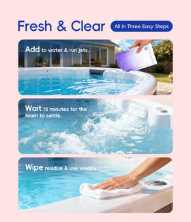 SummerBuddy weekly care routine shot conveys calm, ready-to-soak spa setup
