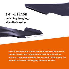 SummerCool 3-in-1 blade enables mulching, bagging, and side discharge options.