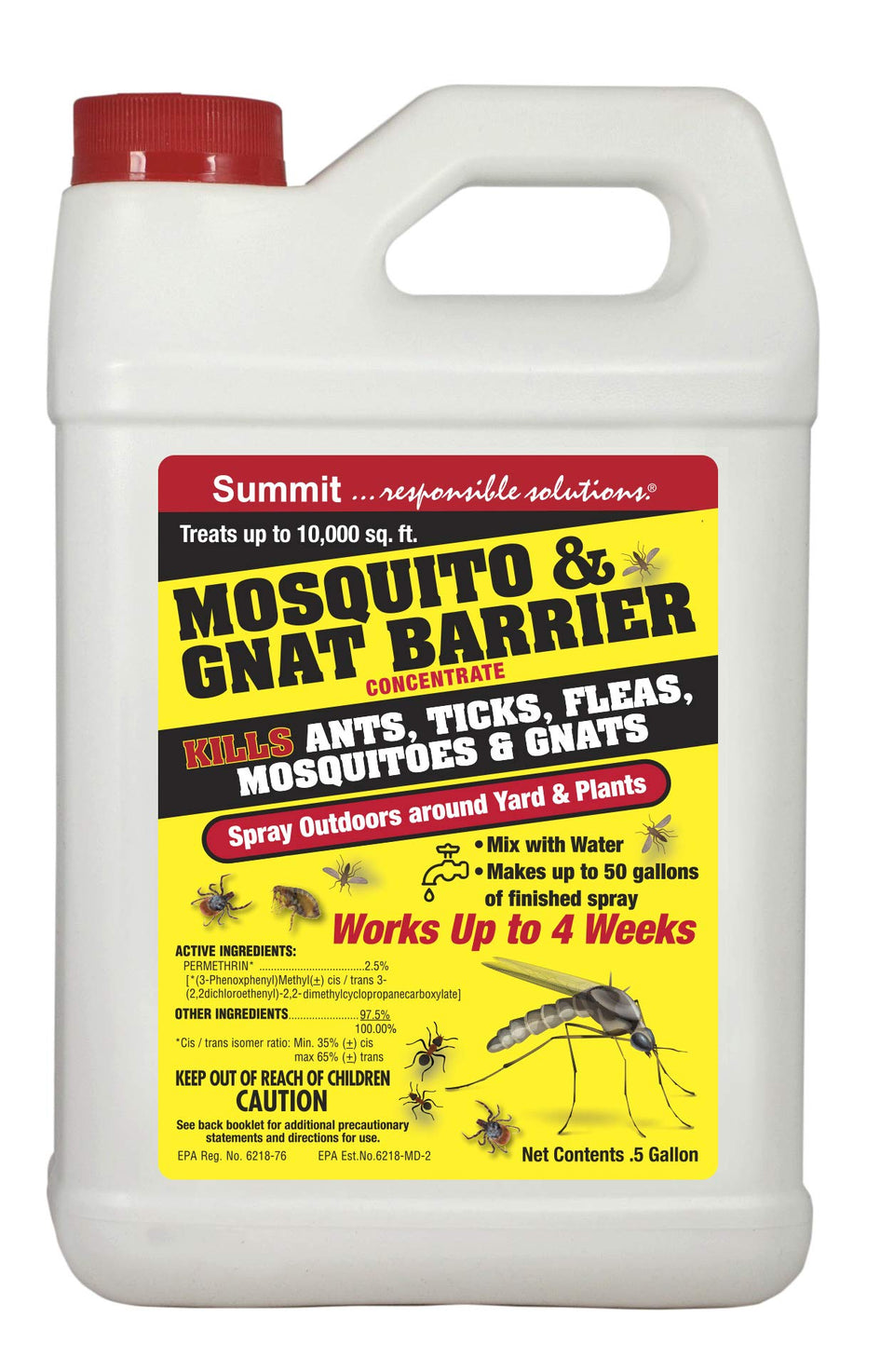 Summit Mosquito Barrier concentrate bottle for outdoor spraying to reduce mosquitoes and other pests.