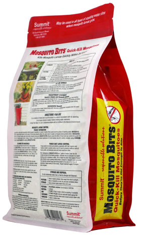 Summit Mosquito Bits eco-friendly label highlights safe outdoor application