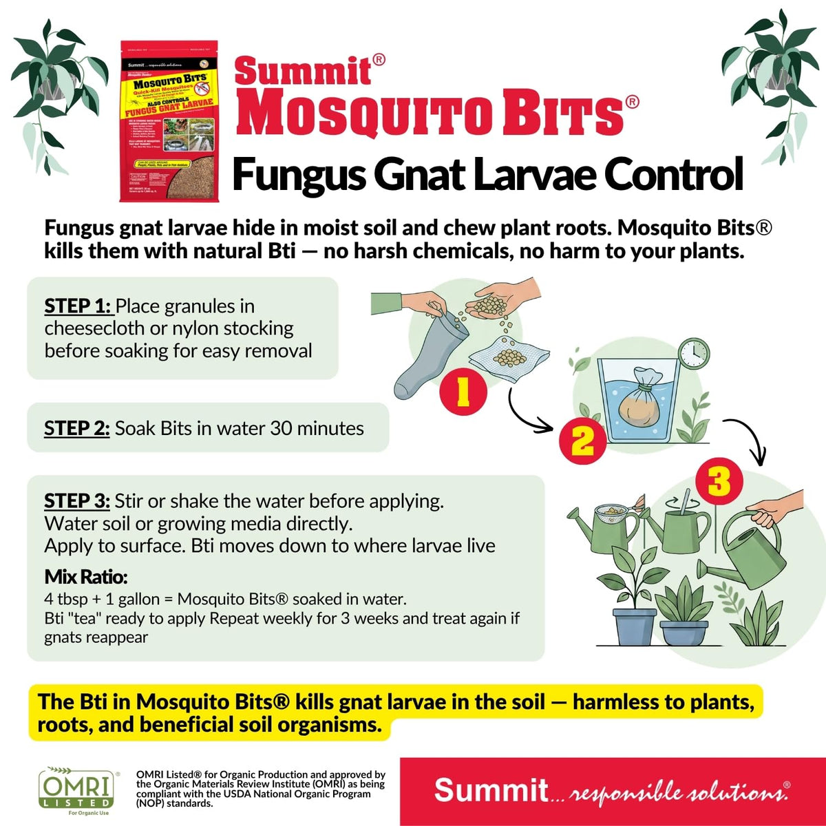 Summit Mosquito Bits jar label close-up emphasizes EPA registration and safety information