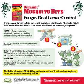 Summit Mosquito Bits jar label close-up emphasizes EPA registration and safety information