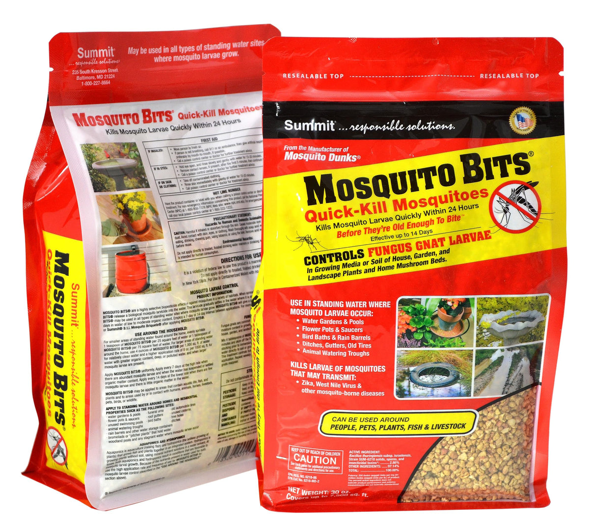 Summit Mosquito Bits measuring scoop demonstrates simple dosing for outdoor use