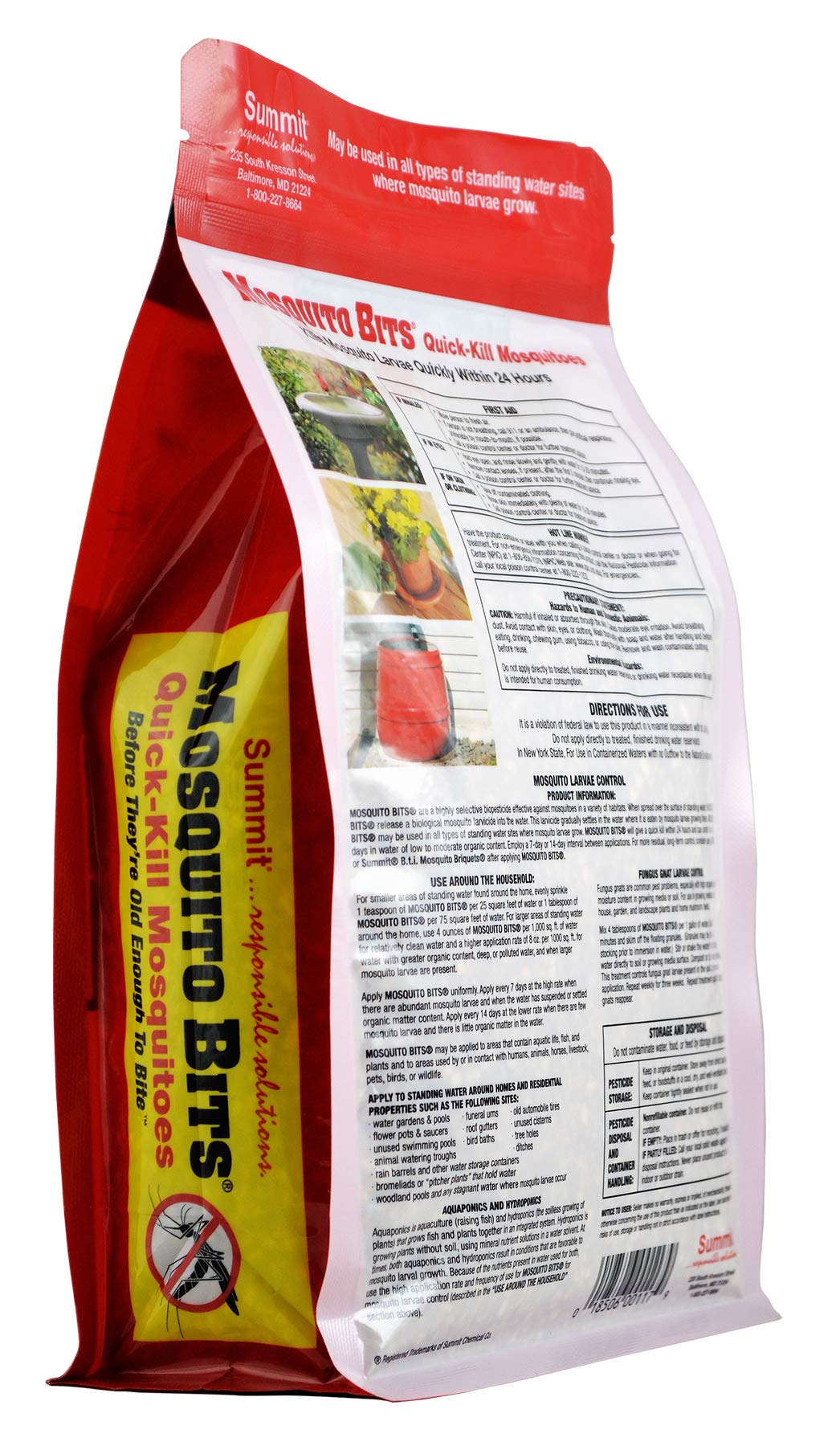 Summit Mosquito Bits pellets in water provide rapid, targeted control of mosquito larvae