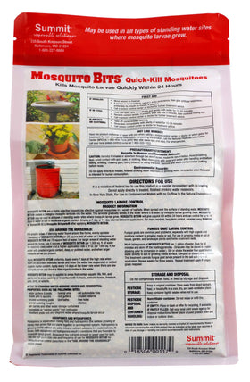 Summit Mosquito Bits pellets spread on soil to target backyard larval habitats
