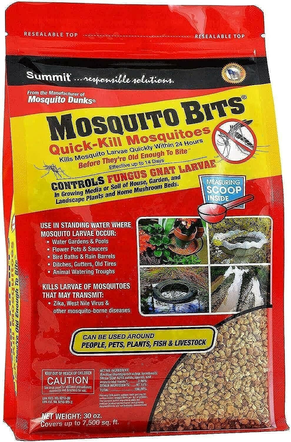 Summit Mosquito Bits kill larvae in water, protecting ponds and planters.