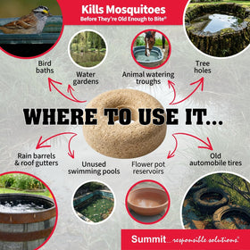 Summit Mosquito Dunk Chunks in a rain barrel protect water from larvae