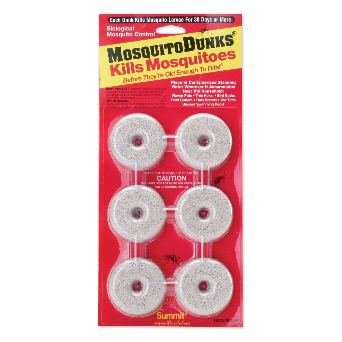 Summit Mosquito Dunks 6-pack box showing packaging for easy outdoor use.