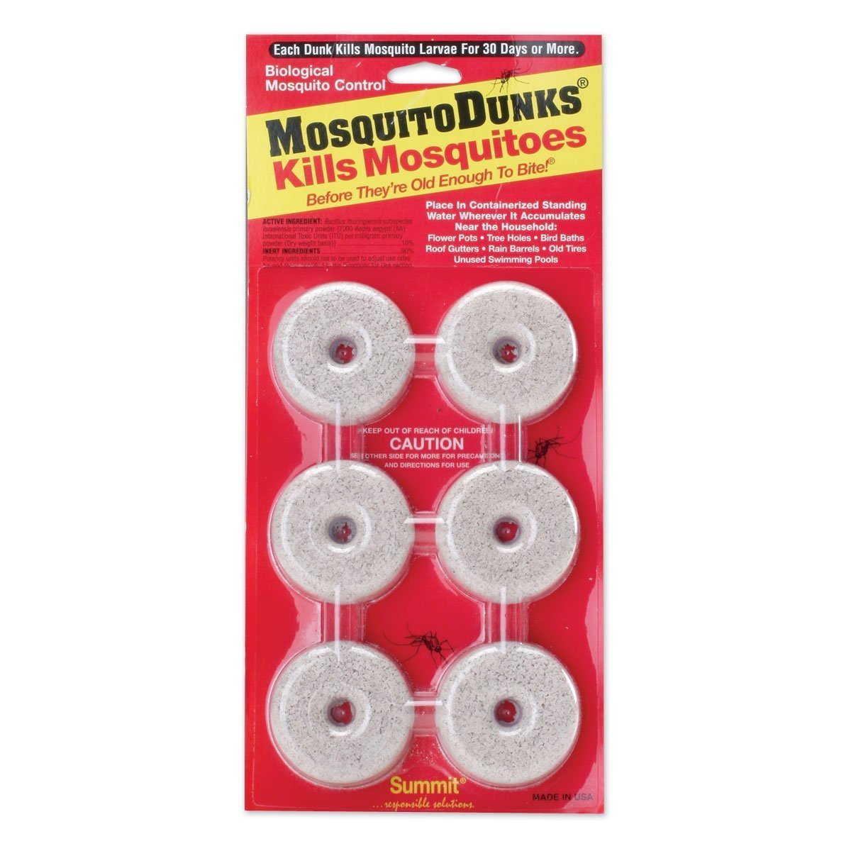 Summit Mosquito Dunks 6-pack floating on water to help reduce larvae in ponds