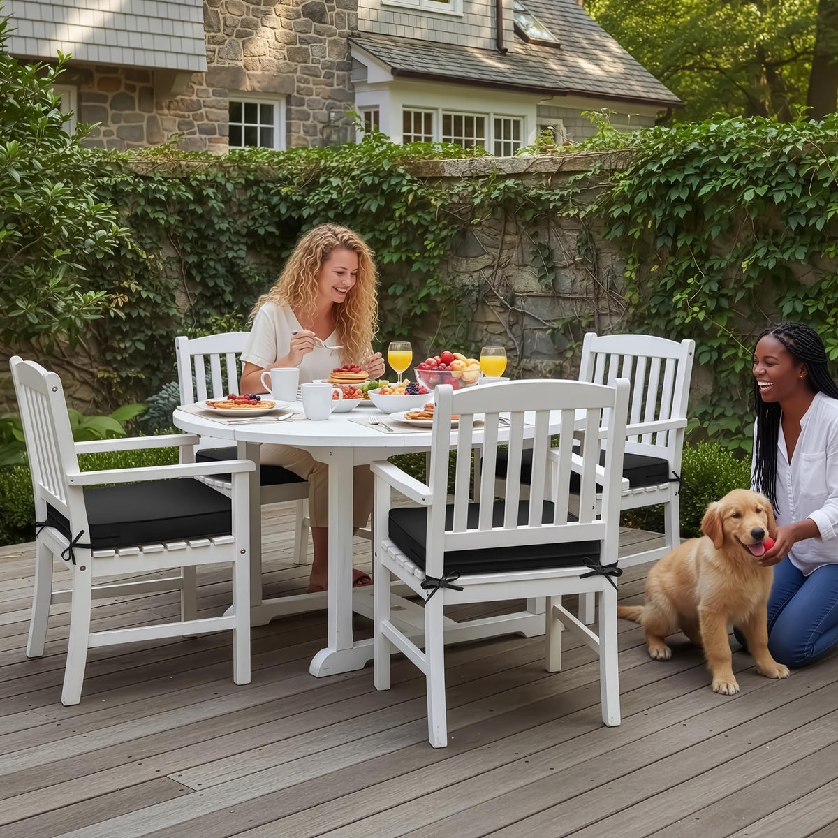 Summsun chair cushion with waterproof coating protects foam outdoors