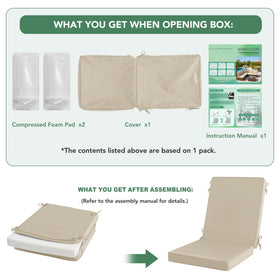 Summsun cushions secure with ties to chair backs