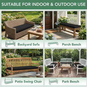 Summsun cushion fits porch swings and garden benches.