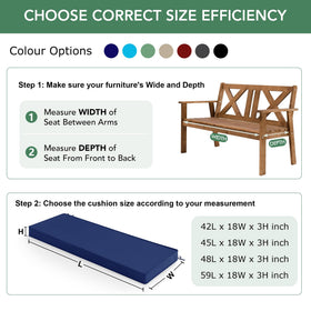 Summsun navy blue cushion highlighting correct fit for 48x18x3 benches