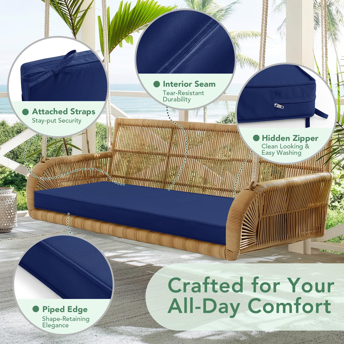 Summsun cushion with removable cover for easy machine washing