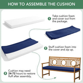 Summsun cushion size 48x18x3 shown on a garden bench for versatile seating