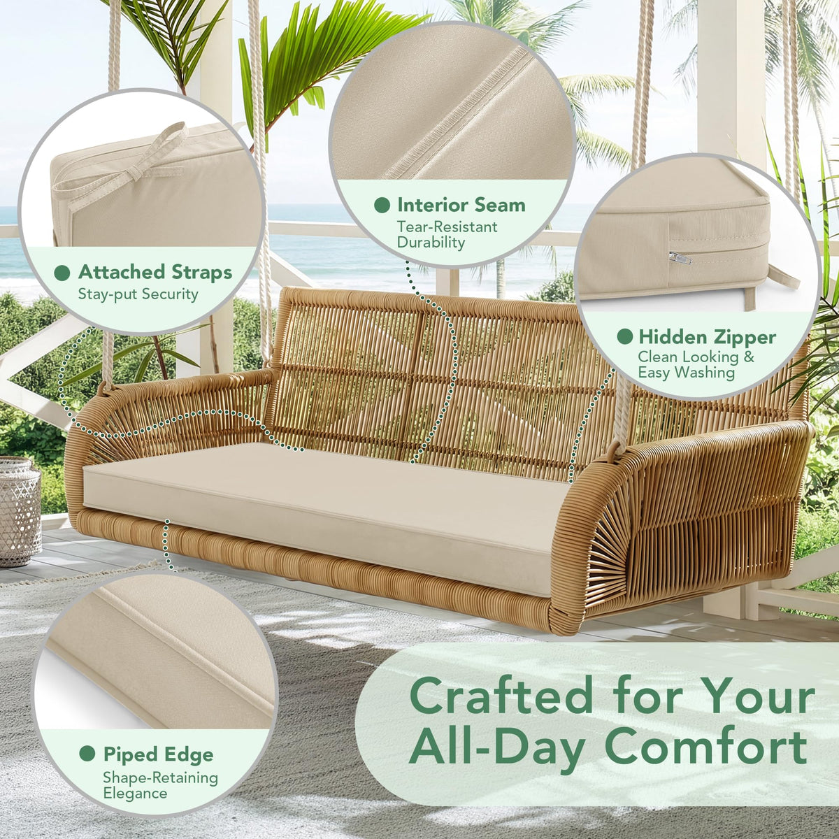 Summsun patio cushion removable cover for easy machine washing