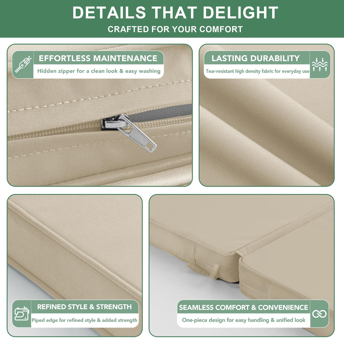Summsun removable cover with zipper for easy washing