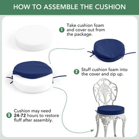 Summsun cushions with secure-fit ties attached to a chair