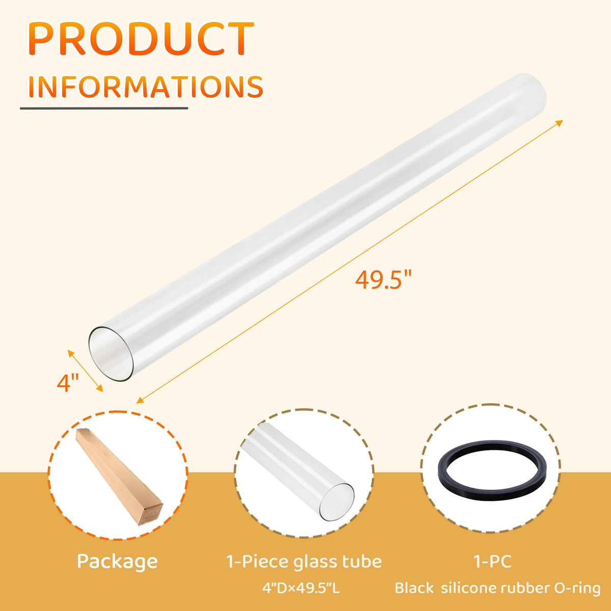 SUMNEW front-view of the installed glass tube on a pyramid heater.