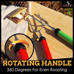 SUMPRI rotating handle enables even, quick roasting over the flames.