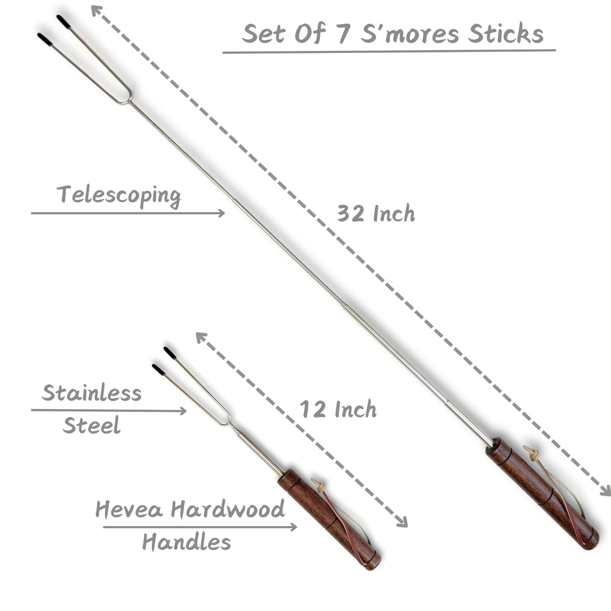SUMPRI hardwood handles provide a durable, rot resistant grip for outdoor roasting.