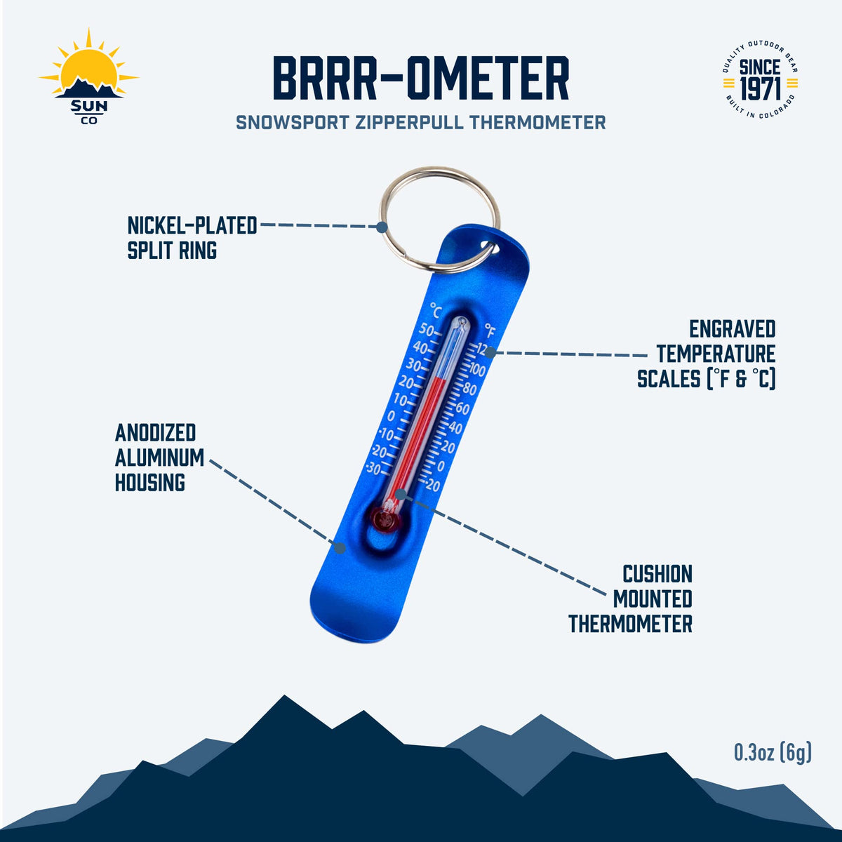 Sun Company Brrr-ometer compact and durable for everyday carry.