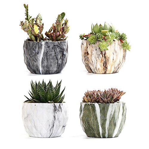 Sun-E marbling ceramic pot styled in a modern interior decor scene