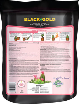 SUN GRO succulent-cactus mix ingredients highlight earthworm castings for nutrient-rich, balanced growth.