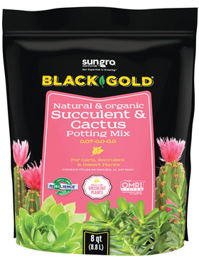 SUN GRO packaging for succulent and cactus mix demonstrates fast-draining soil for healthy roots.