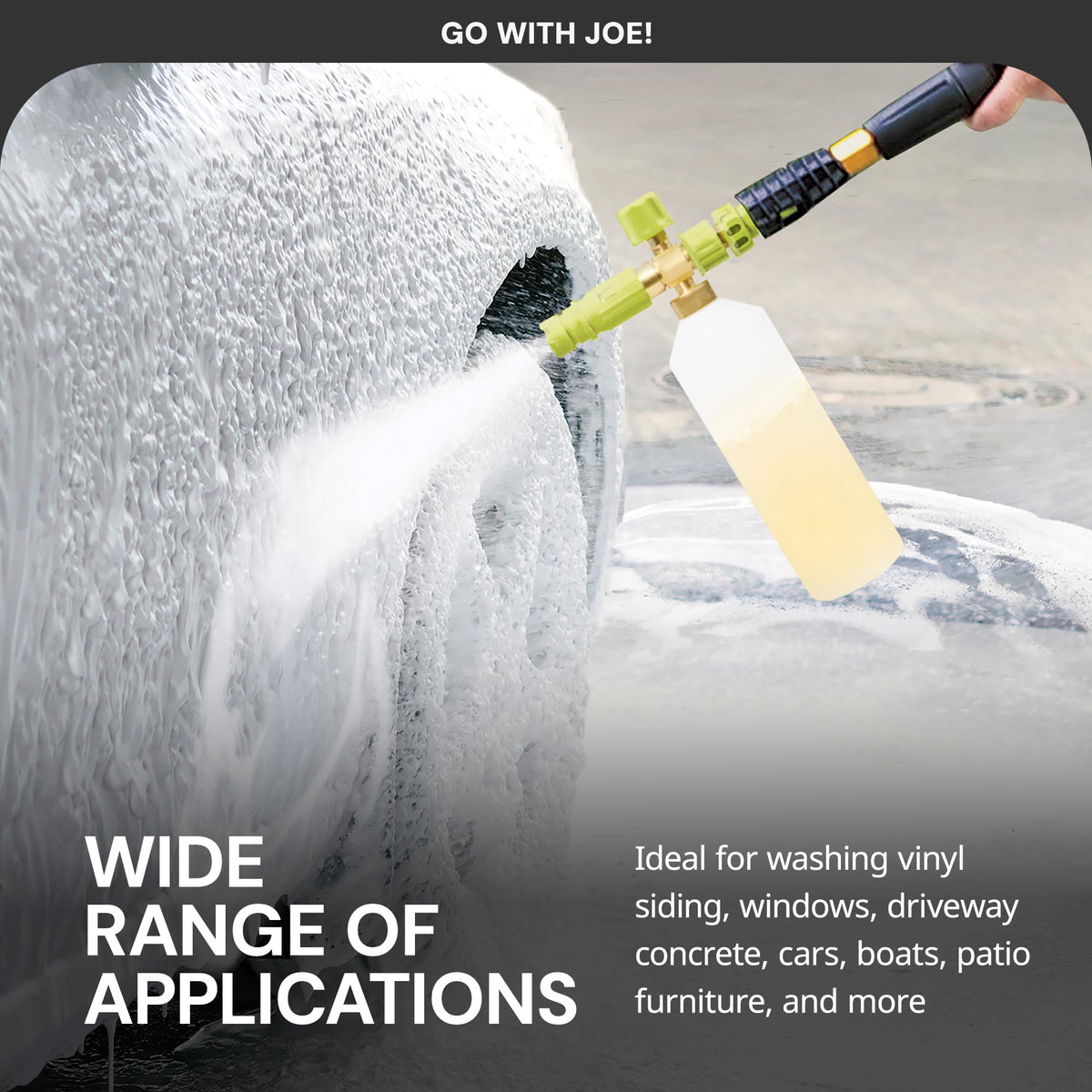 Sun Joe foam spray cannon stored compactly after a wash