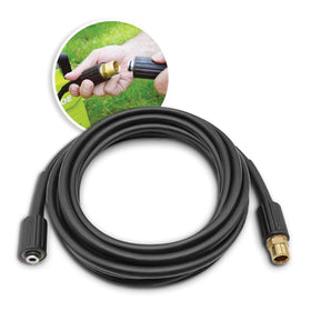 Sun Joe SPX-25H extension hose reaching gutters for easier cleaning.