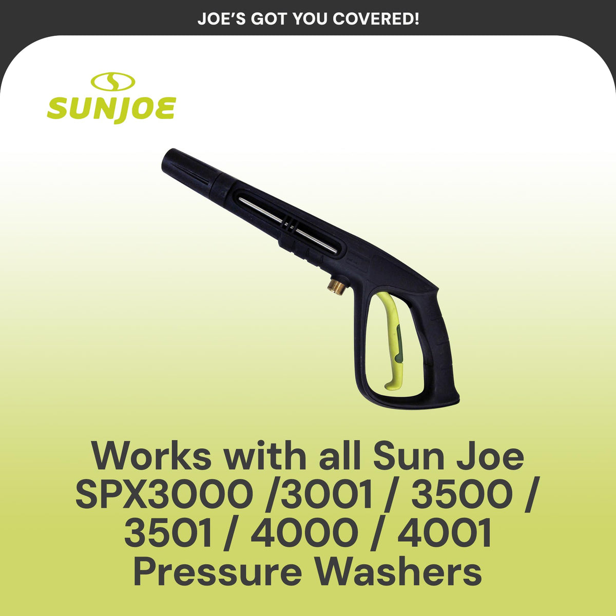 Sun Joe SPX3000-31 in-use with pressure washer demonstrates quick attachment.