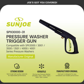 Sun Joe SPX3000-31 trigger gun side view highlights durable construction.