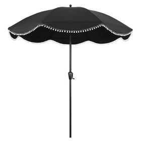 Sun-Ray 9' patio umbrella with black canopy for durable shade