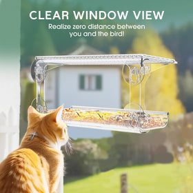 SUNALLY Window Bird Feeder drainage-roof-tray keeps food dry and mold-free