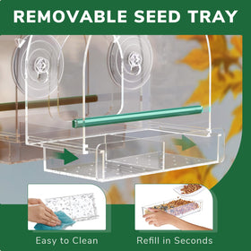 Spill-resistant tray keeps seeds neatly contained for easy refills