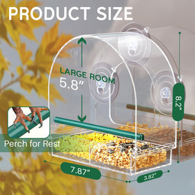 Sunally feeder shows strong suction cups securing it on glass during windy days