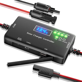 SUNAPEX 20A solar charge controller front view for reliable 12V charging.