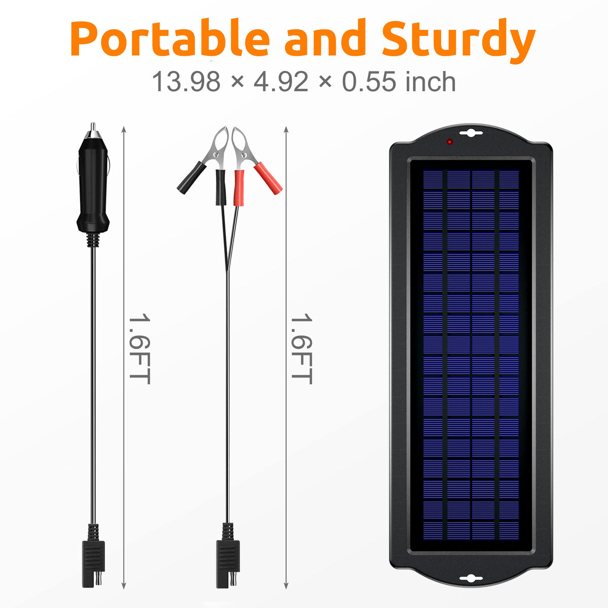 SUNAPEX battery maintainer keeps 12V batteries topped up when idle.