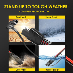 SUNAPEX IP68 waterproof SAE connector shown with silicone dust cap