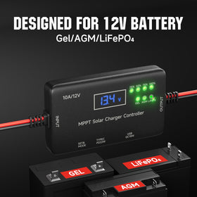 SUNAPEX MPPT LCD display showing real time status
