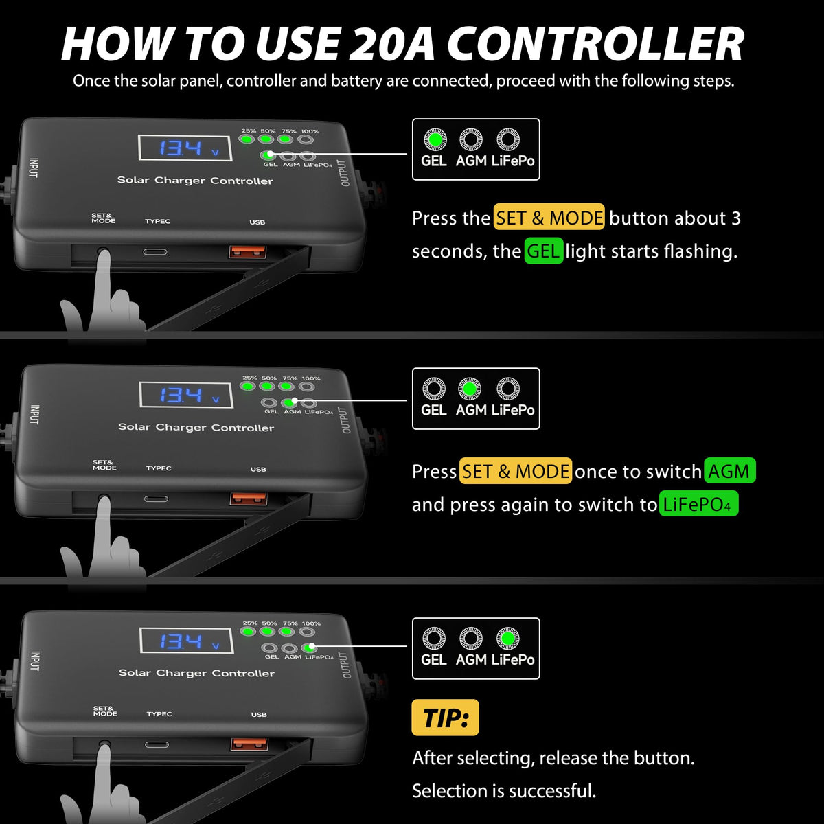 SUNAPEX LCD display shows real-time status and charge levels.