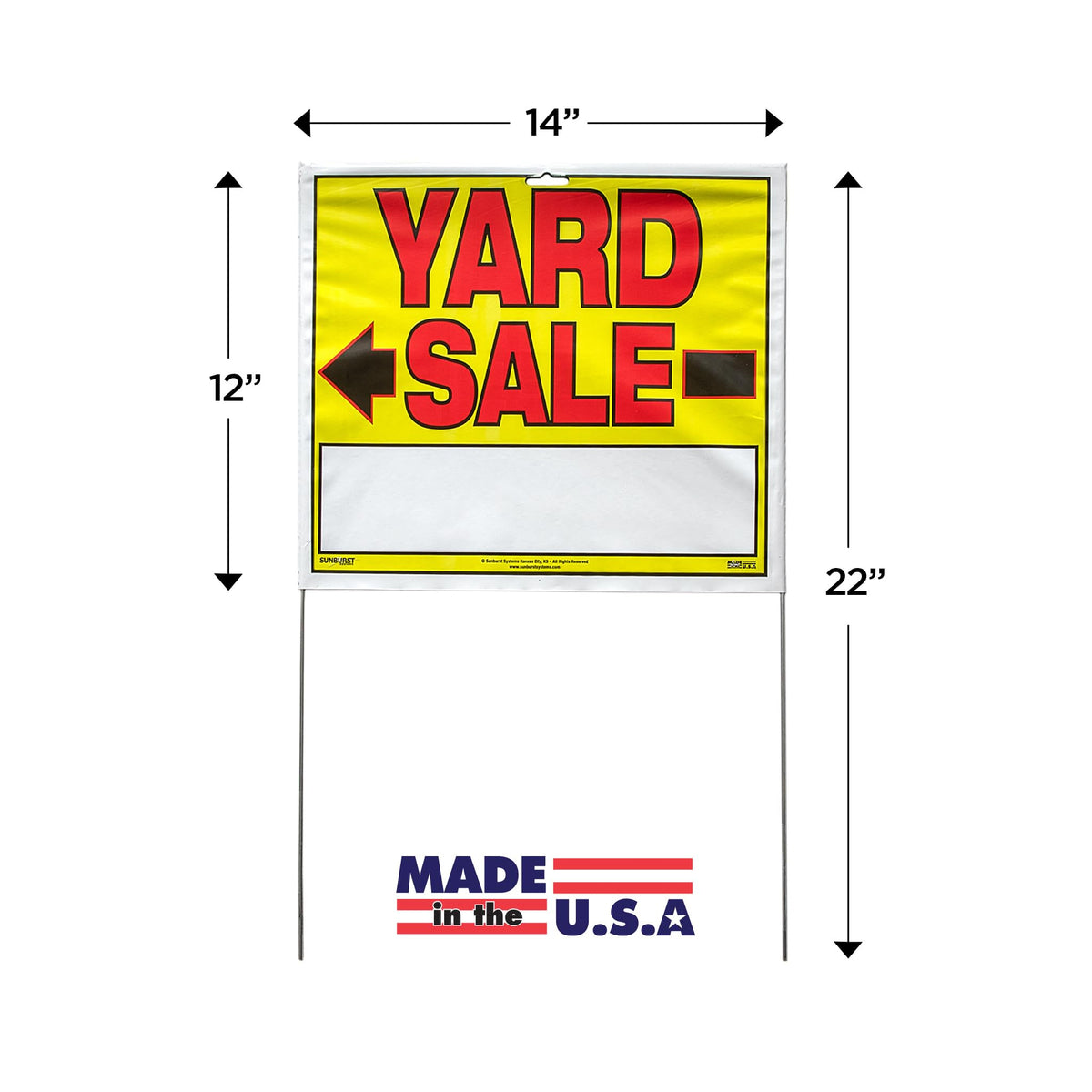Sunburst Systems double-sided yard sign print is legible from both directions