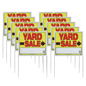 Sunburst Systems yard sale sign front view with bright colors attracts buyers