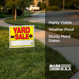 Sunburst Systems yard sale sign with metal U-stake keeps signs sturdy