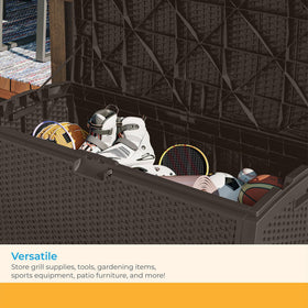 Suncast DBW9200 on-deck usage stores cushions and tools.