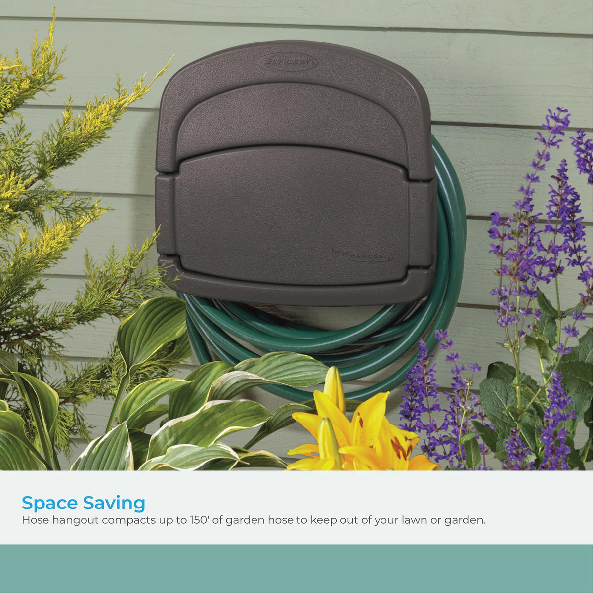 Suncast DHH150ST taupe textured finish blends with exterior decor.