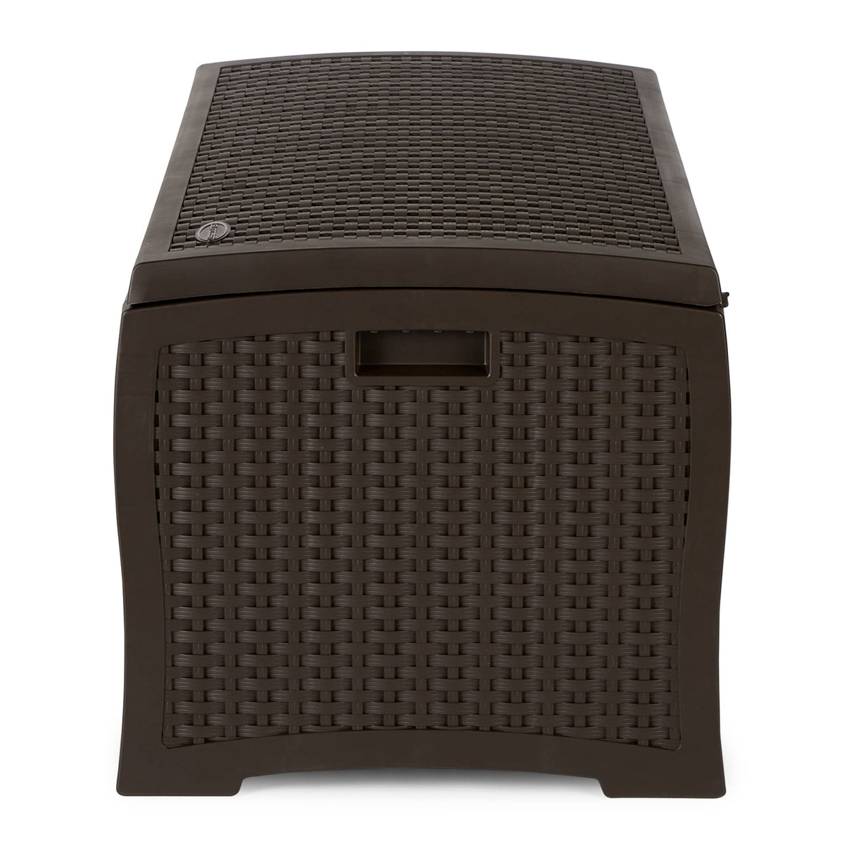 Suncast reinforced lid supports up to 300 pounds as extra outdoor seating.