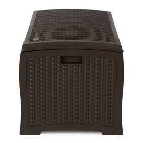 Suncast reinforced lid supports up to 300 pounds as extra outdoor seating.