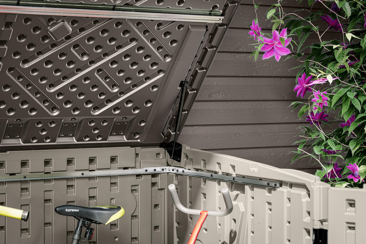 Exterior of Suncast shed made from all-weather resin
